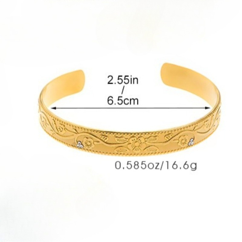 Women's High-end Stainless Steel Simple Pattern Open Bangle Bracelet