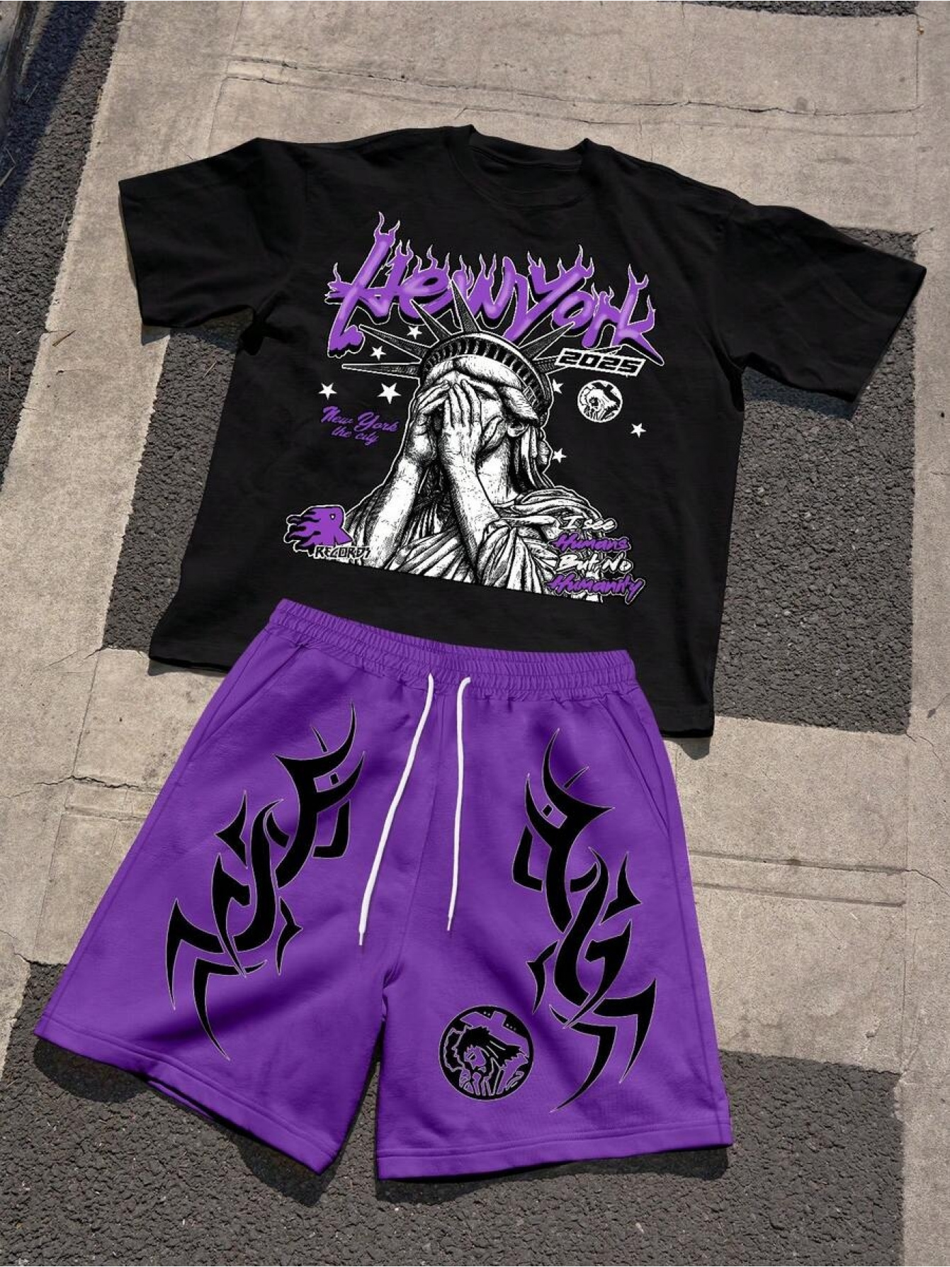 2pcs set suitable for boys and teenagers y2k style short sleeve shorts set fashionable streetwear ideal for daily wear casual sports style for outdoor