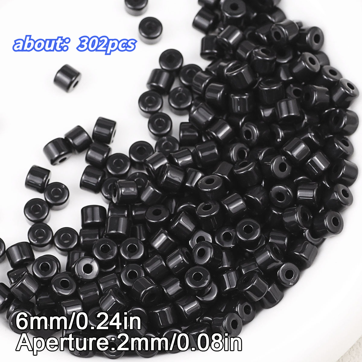 TEMU About 302pcs Random Color 6mm Cylindrical Loose Beads With Approximately 2mm Hole, Decorative Beads In Colors-materials For Jewelry, Bracelets,