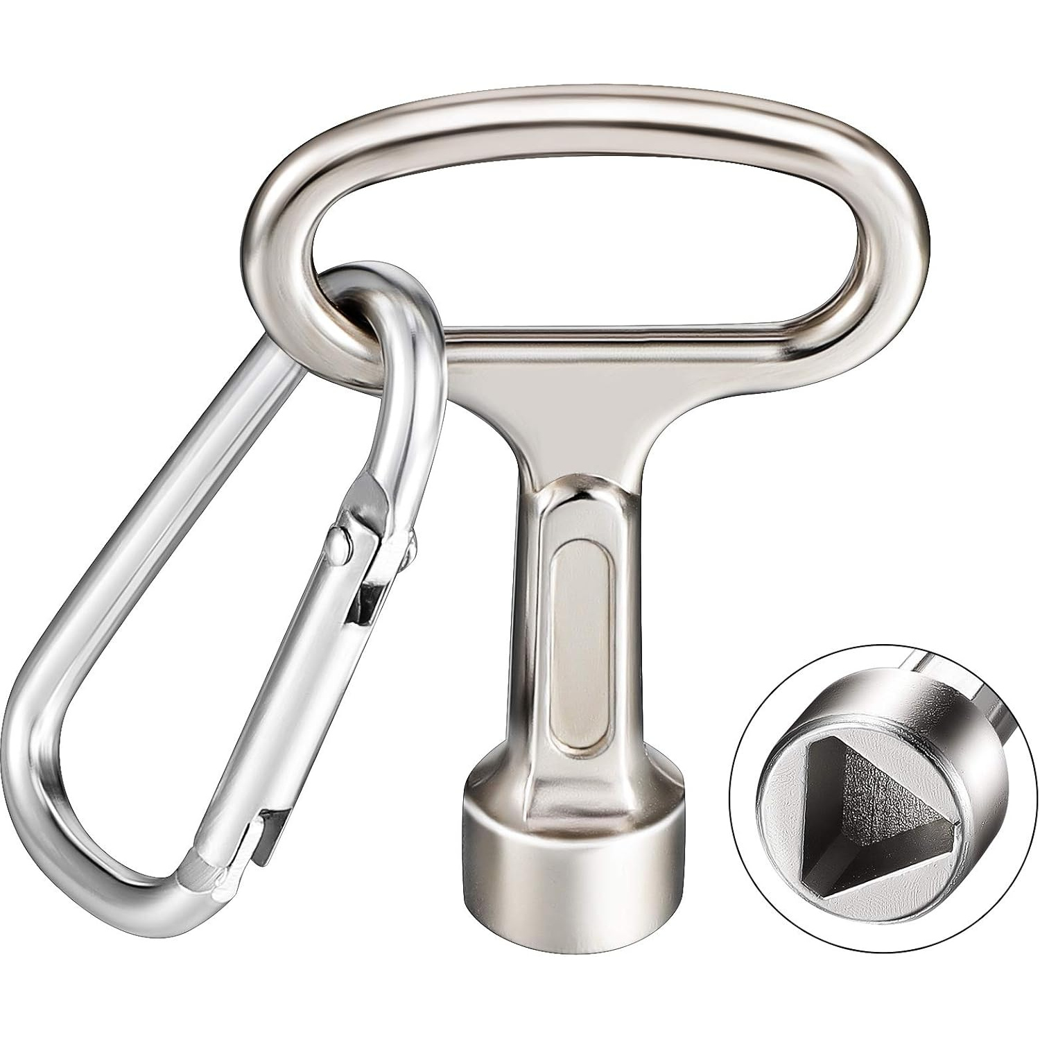 Metal Triangle Key, Electric Meter Box Key, Silver Triangle Socket Wrench Key, With Keychain, Suitable For Gas, Water, And Electric Meter Cabinets