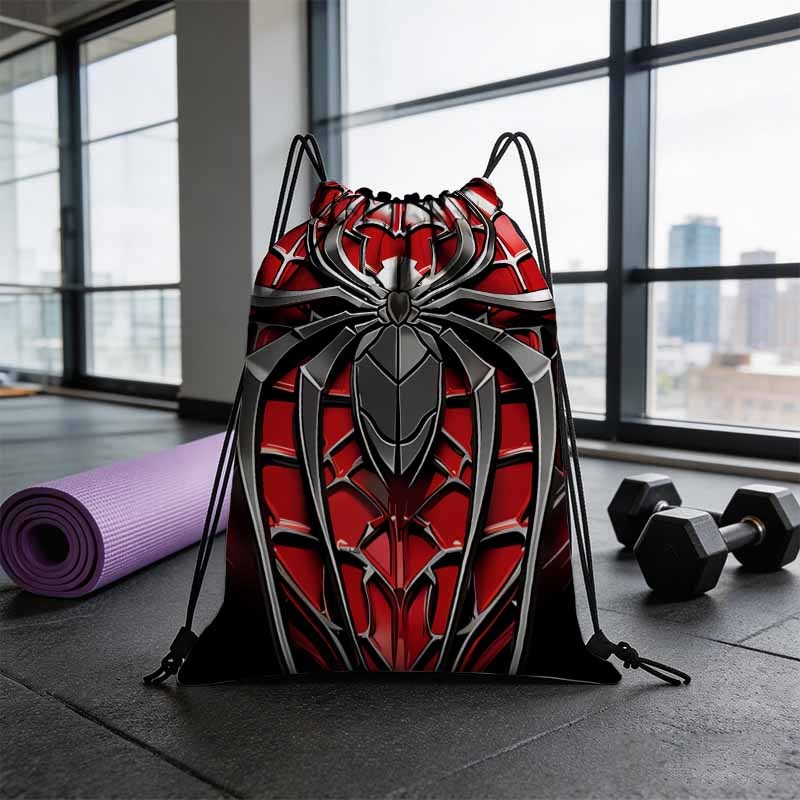 TEMU 1pc Spider Web Emblem Backpack, Durable Oxford Fabric, Portable, Multi-pocket, Suitable For Gym, Travel, Sports