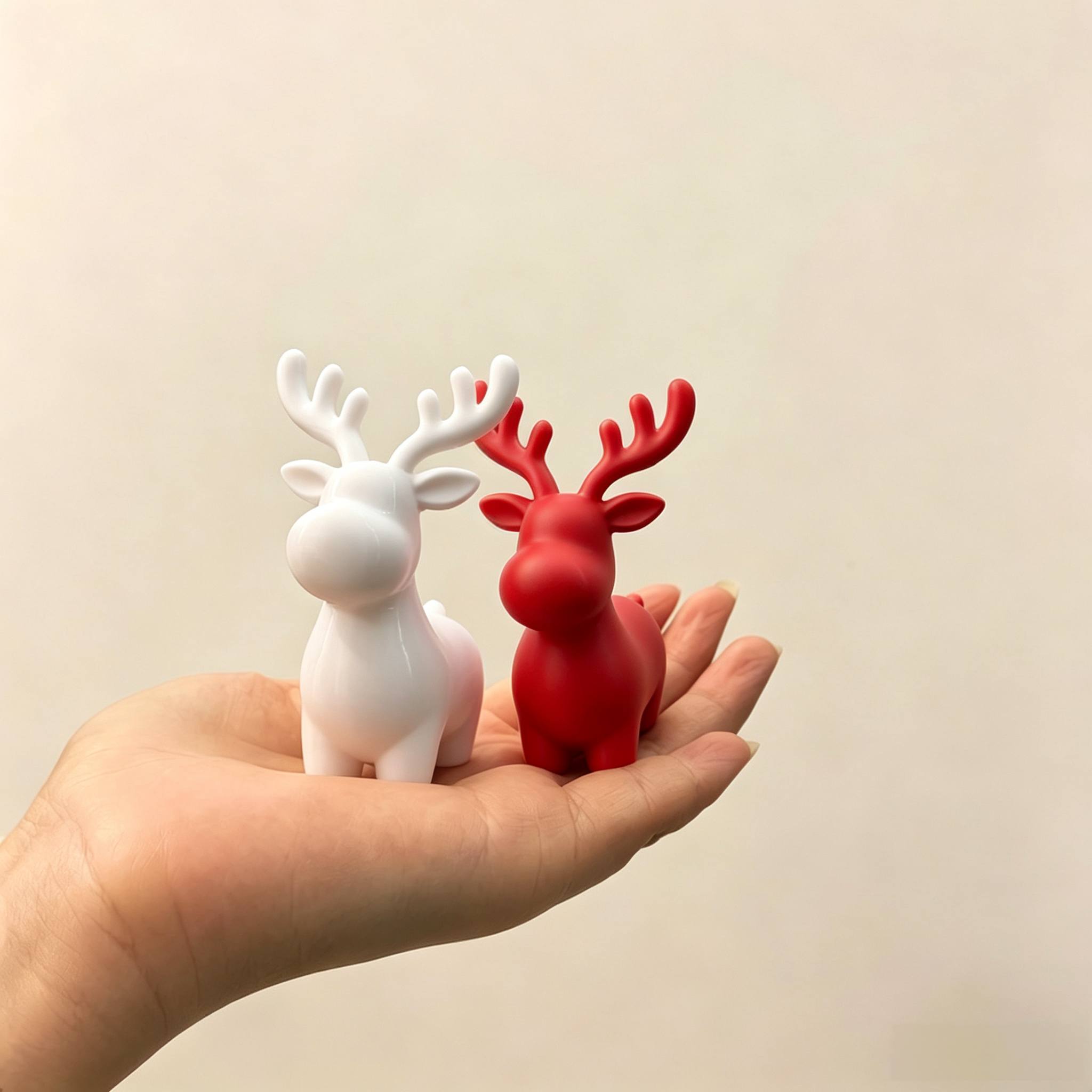 TEMU Lot de 2 figurines de cerfs minimalistes, petits ornements de table de à , décoration de bureau de Noël compacte pour étagère, coin de bureau,