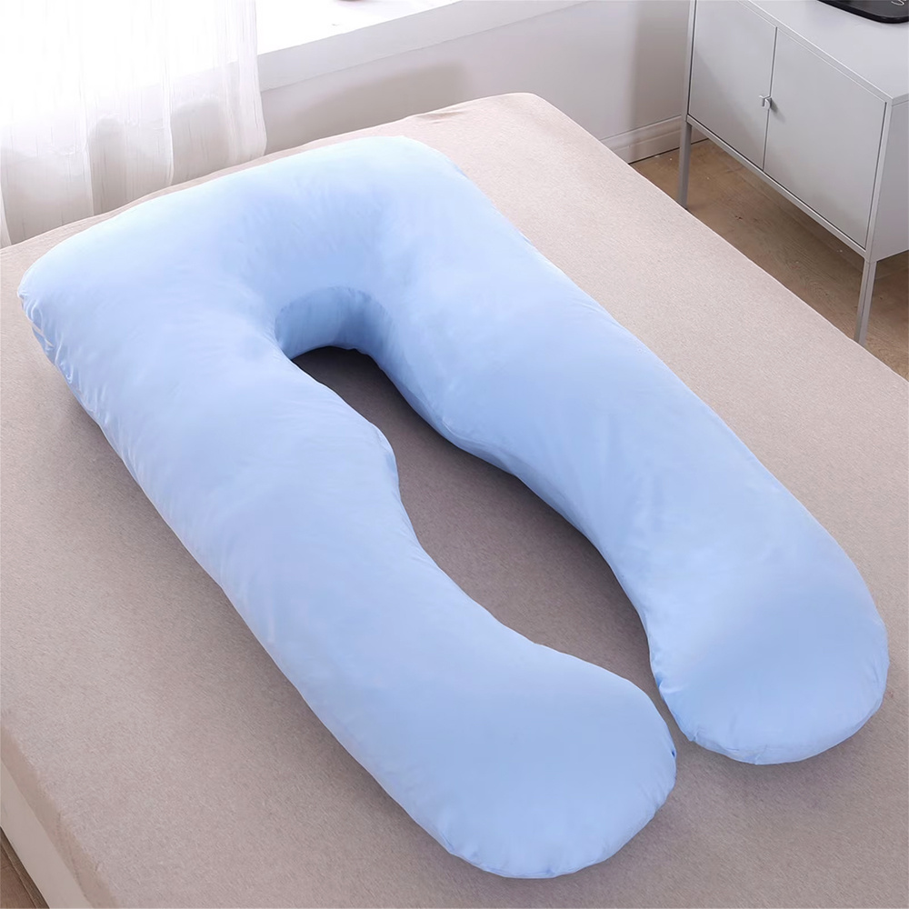 Image of 2-in-1 U-shaped Pregnancy Pillow, Light Blue Maternity Body Pillow For Side Sleeping And Breastfeeding, Full Body Support For Back, Belly, Hips - Nursing Pillow For Pregnant Mom
