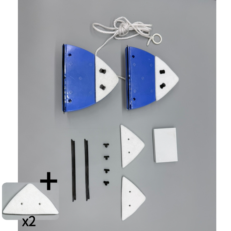TEMU Double-sided Magnetic Window Scraper Triangle Magnetic Window Cleaner Home Double-layer Hollow Window Cleaner With Replacement Pads Window