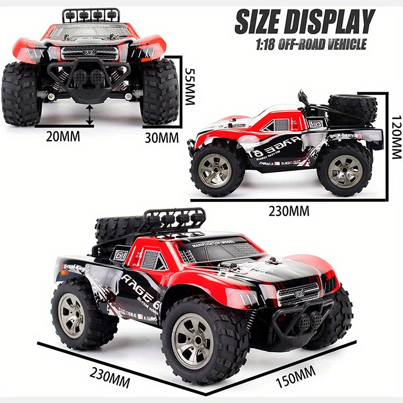 KYAMRC1:18 MPH High-Speed Off-Road RC Car - 2.4G Short Car Racing Climbing Vehicle, 4-Wheel Off-Road Design, USB Rechargeable, 4 Colors (Red/Green/Blue/White) for Outdoor Adventures, Adventure Gear, Durable Plastic Body