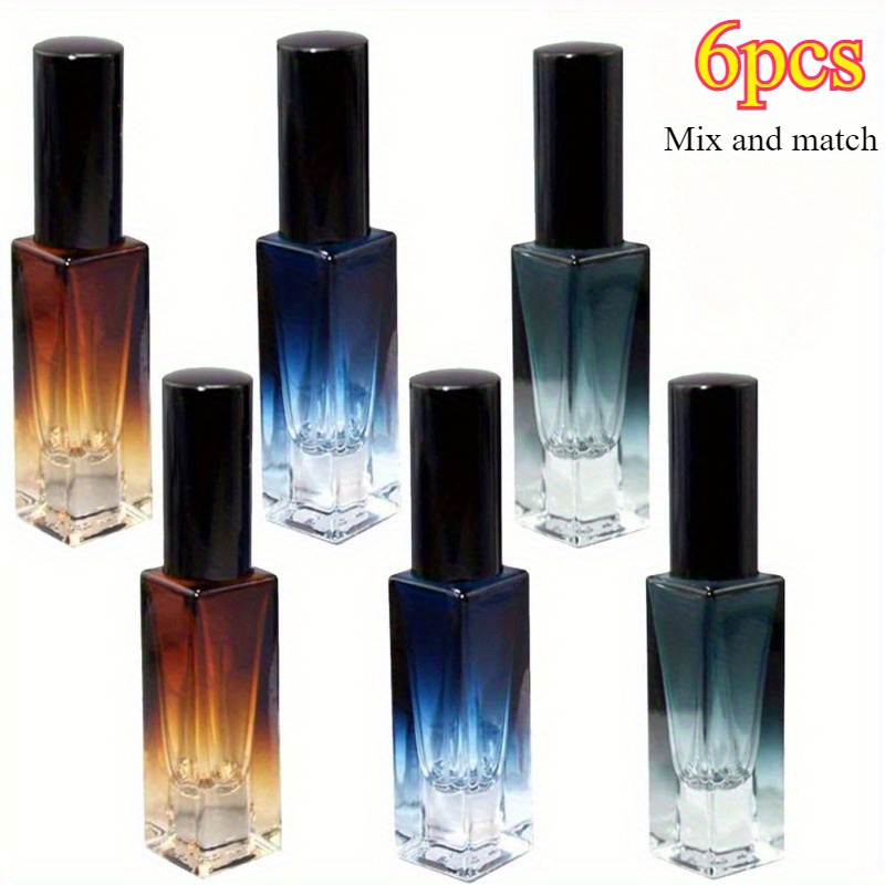Image of 6pcs 8ml Gradient Glass Perfume Bottles, Colored Random, Portable Press-type Atomizer Spray, Refillable Beauty Spray Bottles