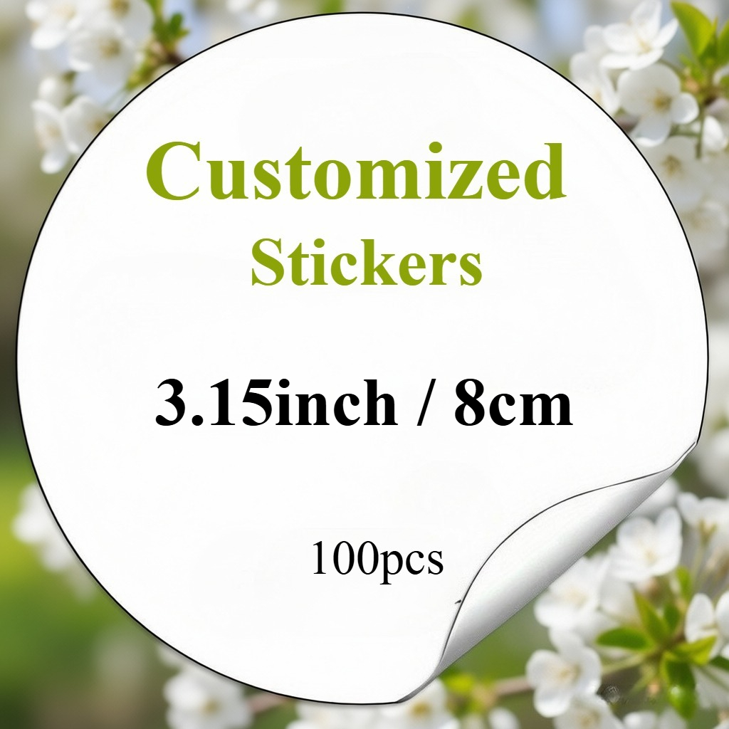 E-shop 50-200 Stück personalisierte, wasserfeste & UV-beständige PVC-Aufkleber – Kompatibel für 3/4/5/6/7/8 cm – Individuelles Logo/Text/Bilder –