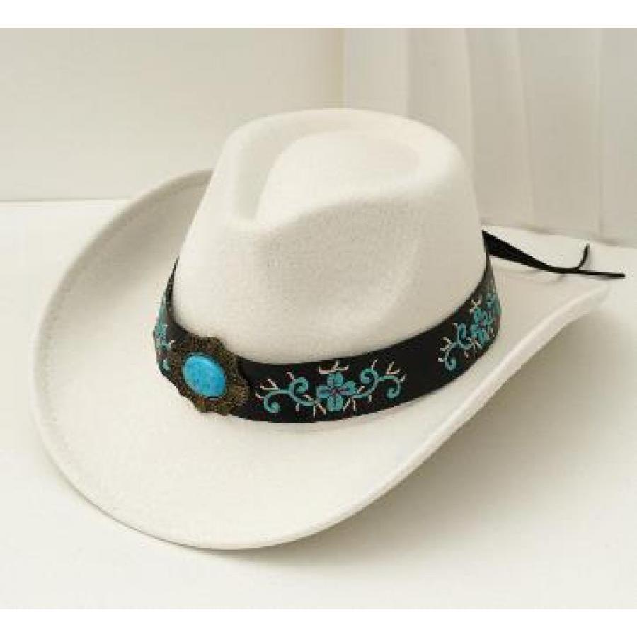 stylish western cowboy hat turquoise stone floral band - Temu display picture 3