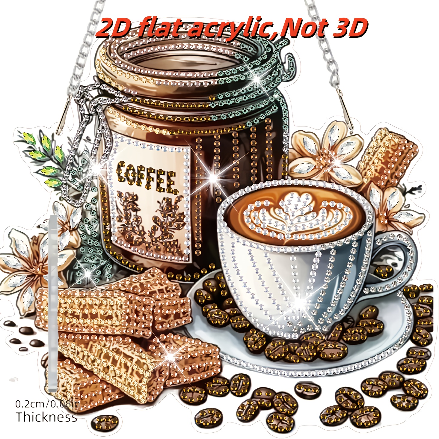 Adult Autumn Hanging Diamond Painting Kit, Coffee Theme 5d Irregular Painting Decoration Kit, Pattern Window Hanging Decoration