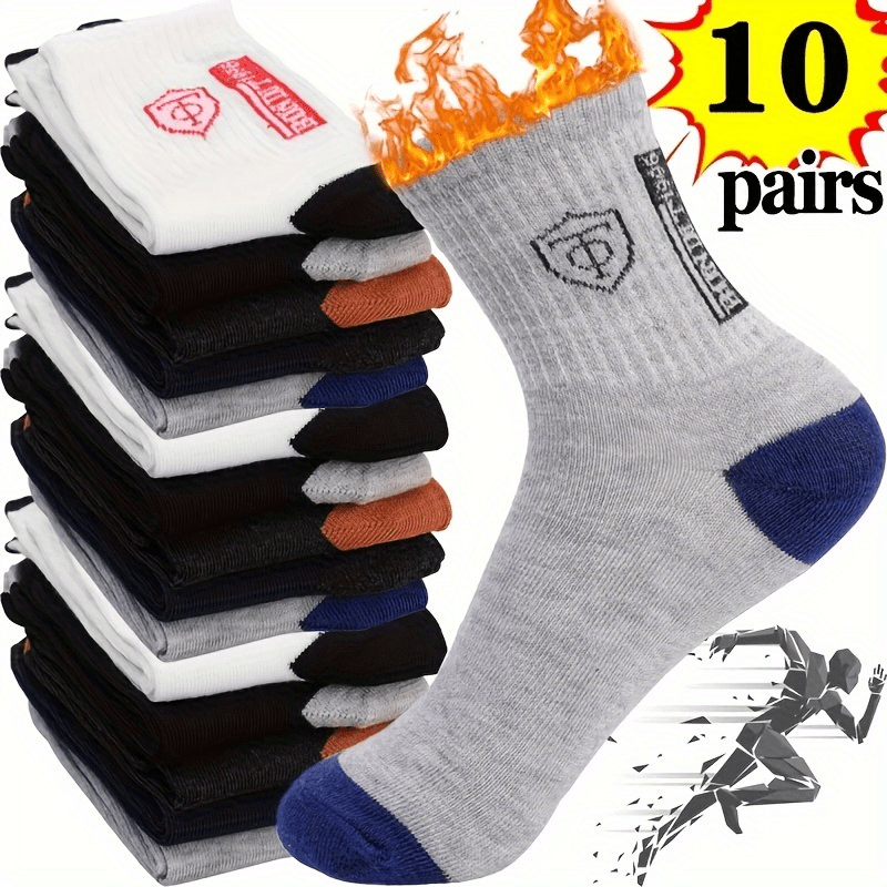 20pcs (10 Pairs)/10pcs (5 Pairs) 's Socks, Mid Tube Socks, Anti Odor And Sweat Absorbing, Seasonal Socks, Trendy And Versatile, Autumn And Winter Men's Socks, Sports Socks