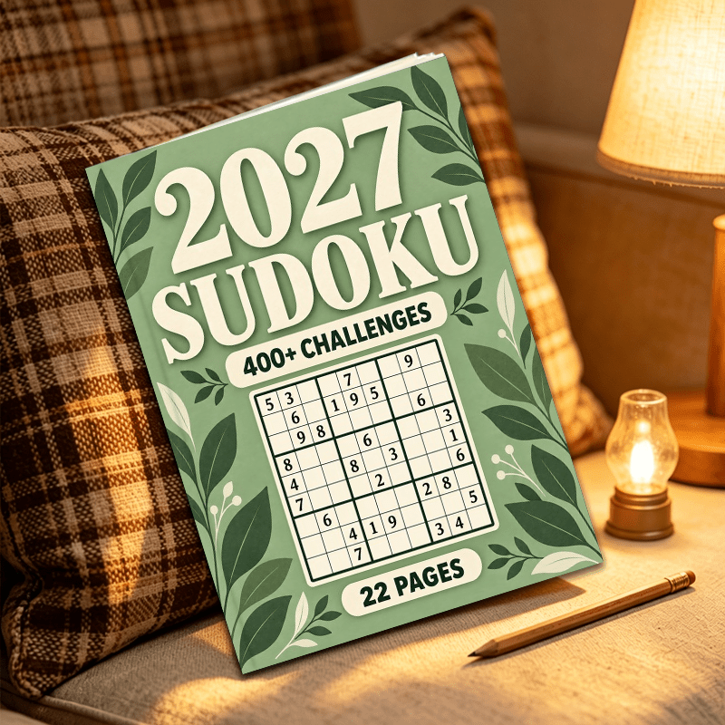 Fresh Forest-Style Matcha Green Leaf Sudoku Game Book