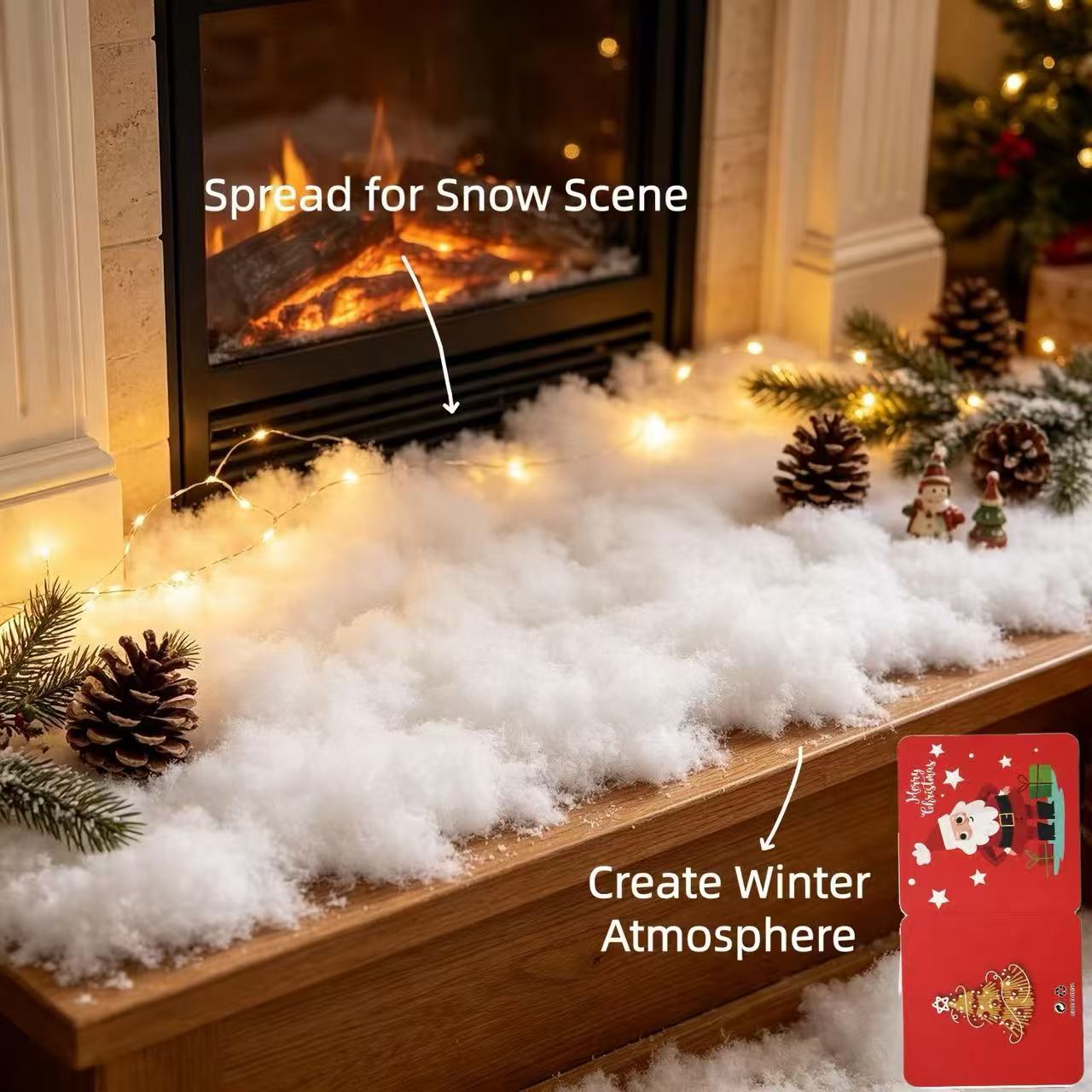 Image of Artificial Snow Fiber Yarn, Realistic White Moss, Lightweight Artificial Snow , Fake Snow Filler, Suitable For Christmas Home Decor, Winter Theme, Weddings, Outdoor Gardens, And Seasonal Celebrations