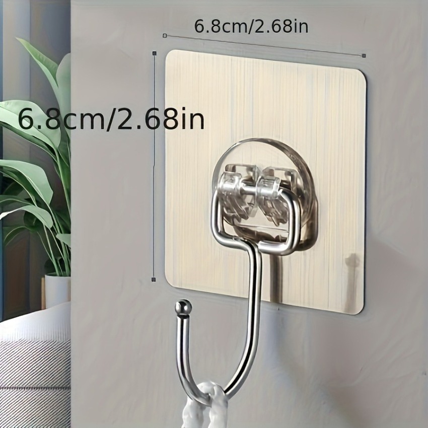 TEMU 12pcs Super Strong Adhesive No-drill Hooks - Transparent Invisible, Reusable - Suitable For Kitchen, Bathroom Tile Walls, Easily Hang Towels,