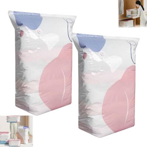 no pump vacuum storage bags press seal reusable compression bags moisture dust proof for clothes bedding storage 2pcs