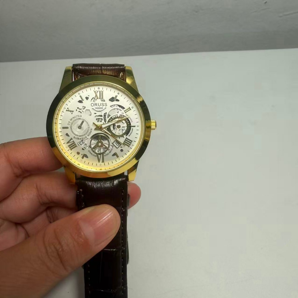 TEMU Men's Watch Calendar Hollow Watch, Men's Casual Luminous Watch, Round Alloy Case, Hollow Dial, Business Leisure, Daily Wear, Holiday Gifts,