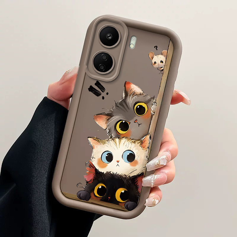 TEMU Phone Case - Cute Cat Phone Case Suitable For Redmi 13c | For Redmi A7 Tpu Shockproof Cover Shell