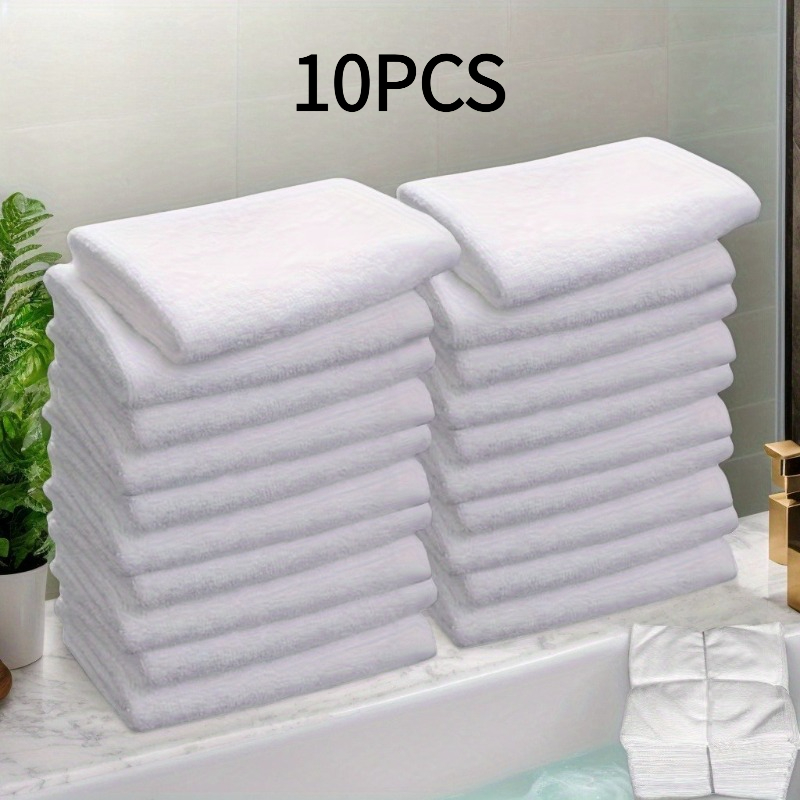 TEMU 10pcs White Square Hand Towels | 11.8 X 11.8 Inches -purpose Durable Polyester Home Towels For Households, Hotels, Camping, Bathrooms, And As