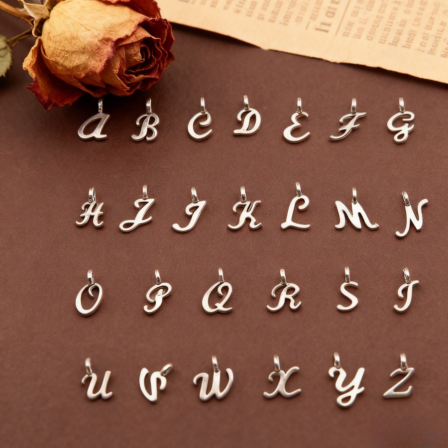 TEMU High-quality 925 Sterling Silvery, Hypoallergenic, Stylish Silvery Fade-resistant Alphabet Pendant Accessories, Great For Fall/winter Layering,