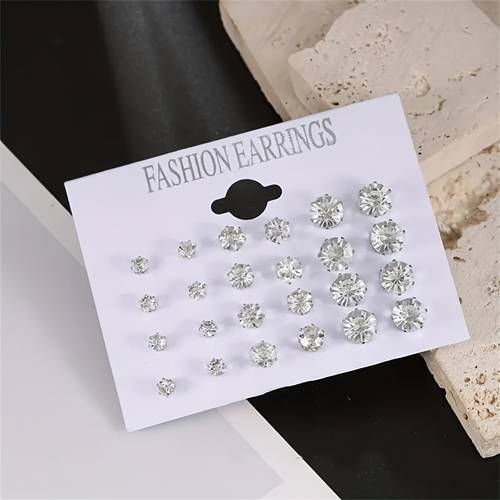 24pcs exquisite stainless steel zirconia earring set modern minimalist aesthetics a must have party interpreting in
