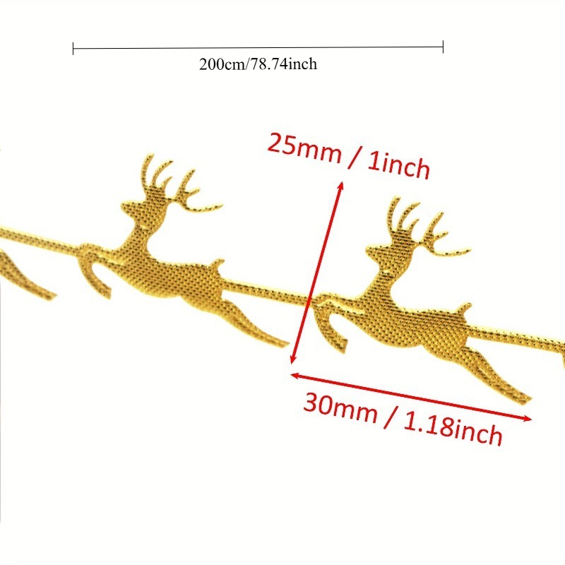 TEMU 2 Meter Goldener Weihnachts-Renntier-Muster-Band, Sehr Gut Geeignet für Geschenkverpackung, Weihnachtsdekoration und Partyzubehör, Handgemachtes