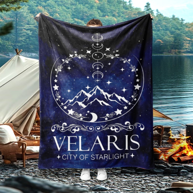 TEMU Celestial Starry Night Full-print Flannel Throw Blanket, -friendly Warm Multipurpose Blanket, Multiple Specifications , Machine Washable ,