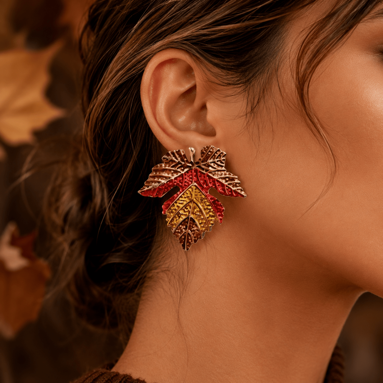 TEMU 1 Paire de Clous d'Oreilles de Feuille d'Érable pour Hommes et Femmes, pour , les Fêtes et les Vacances, Accessoires d'Oreilles Automne/Hiver,