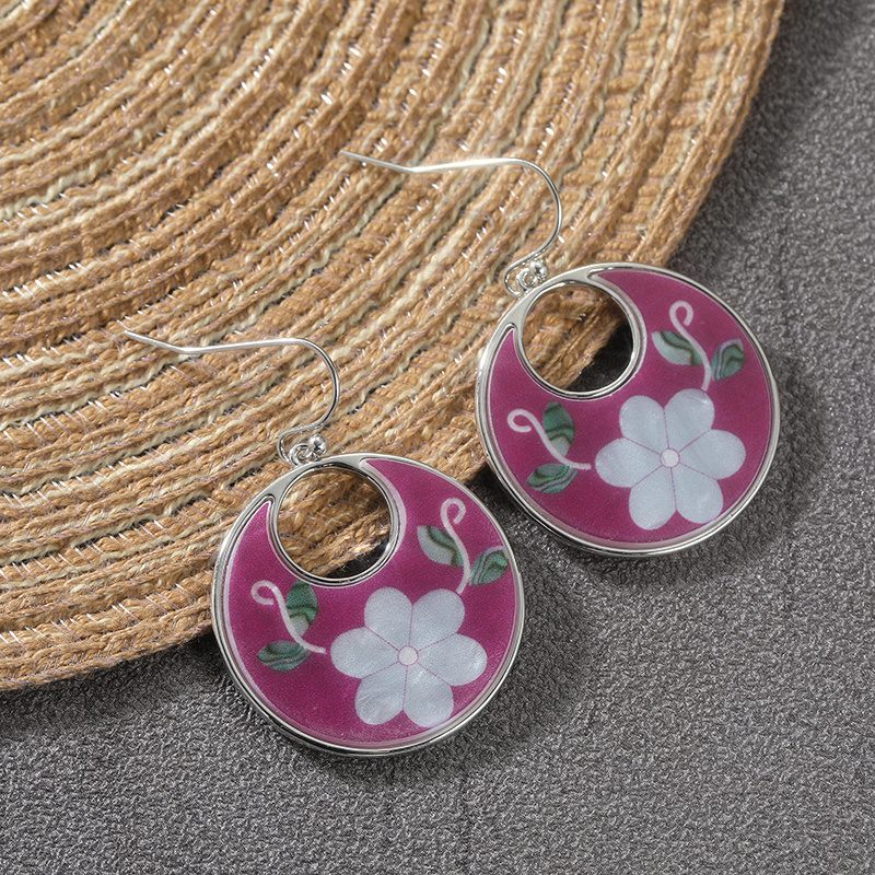 Women's Acrylic Dangle Flower Leaves Pattern Earrings