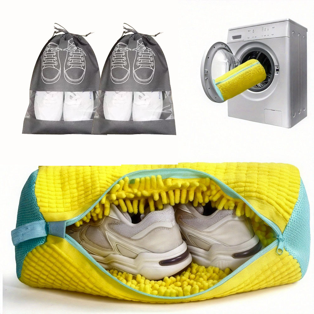 TEMU Sac de machine à laver durable adapté à tous types de chaussures - Fermeture à glissière et doublure de douce, idéal pour les baskets et les