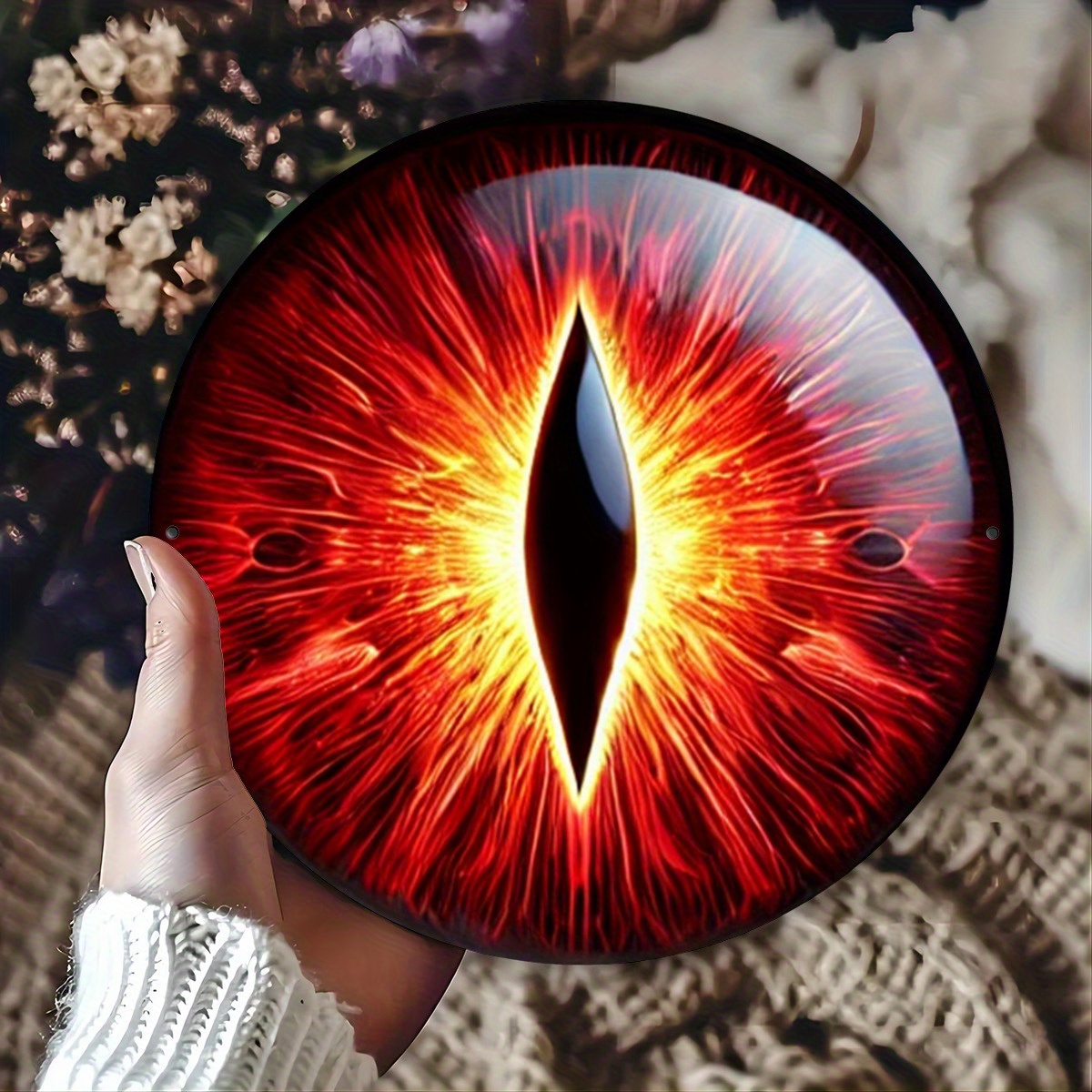 TEMU 2d Flat, [2d Flat] 2d Flat Printing 1pc Metal Iron Sign Vintage Red Dragon Eye Metal Sign - Perfect For Home, & Garden Decor, Nature-inspired
