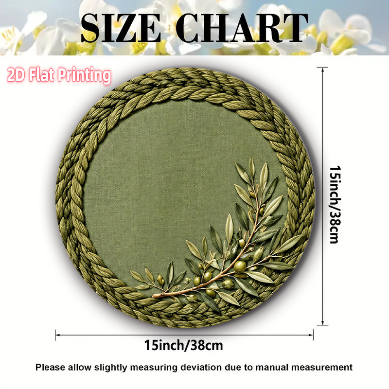 TEMU 2d Flat 4pcs 15x15in Exquisite Placemats Rope Green Theme Design Anti-slip, Heat-resistant, Washable And Durable Round Shape, Suitable For