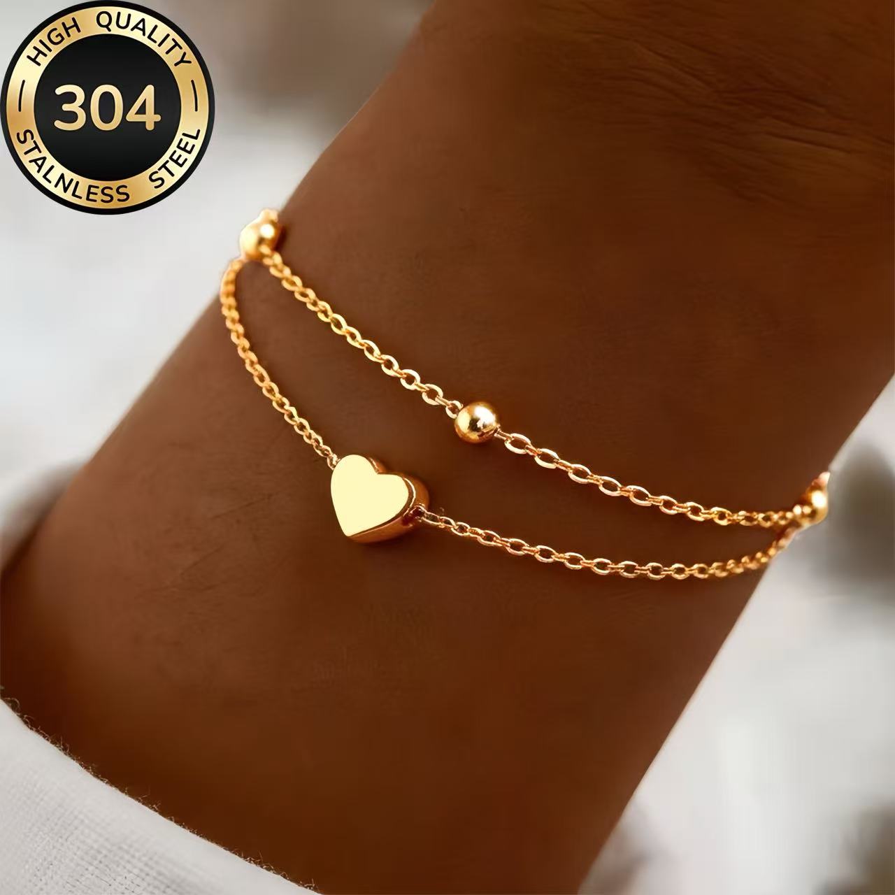 TEMU High-quality Stainless Steel Golden Bracelet, Fade-resistant, Simple And Elegant, A Fashionable Women's Bracelet Suitable For Daily Wear Or