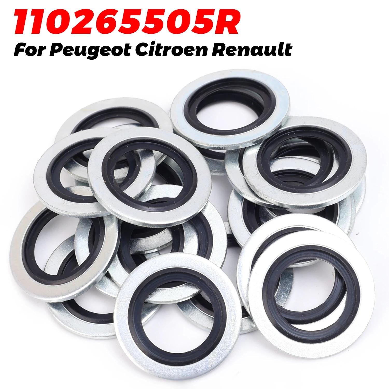TEMU 30pcs For Renault Bonded Seal Washer Car Oil Pan Drain Plug Aluminum Alloy Fluororubber Sealing Ring Gasket Car Accessories 110265505r