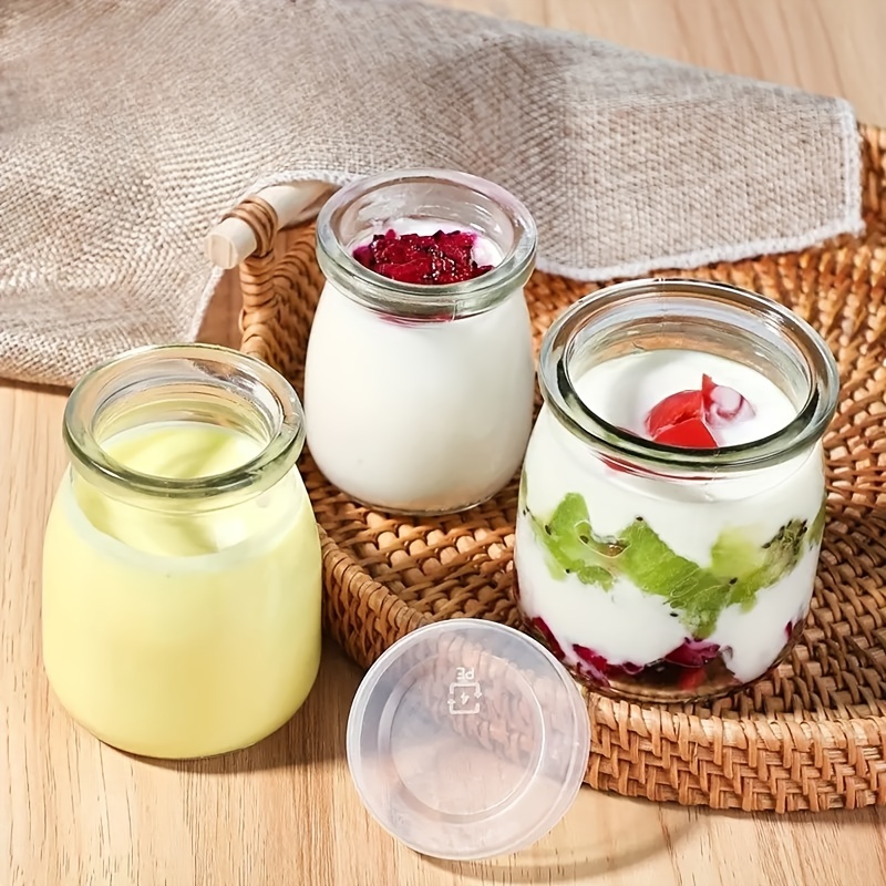 * * Joghurtgläser mit Deckel 200ml Wiederverwendbare Runde Lebensmittelbehälter für Joghurt Pudding Milch * Mousse * Küchenaufbewahrung