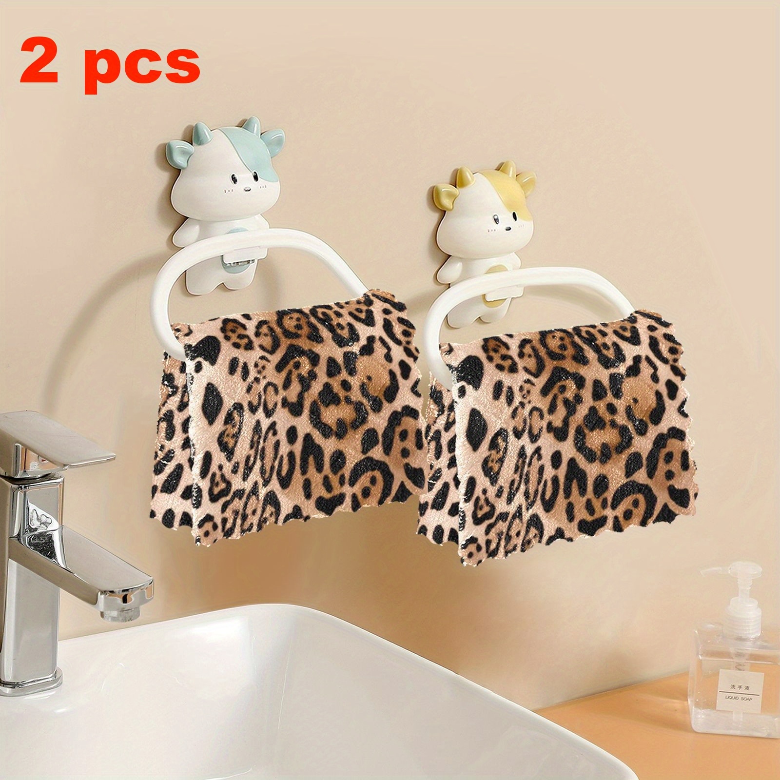 TEMU Set /5/8 strofinacci da cucina con stampa leopardata, panni riutilizzabili in microfibra ultra fine, assorbenti e facili da pulire, spessi e
