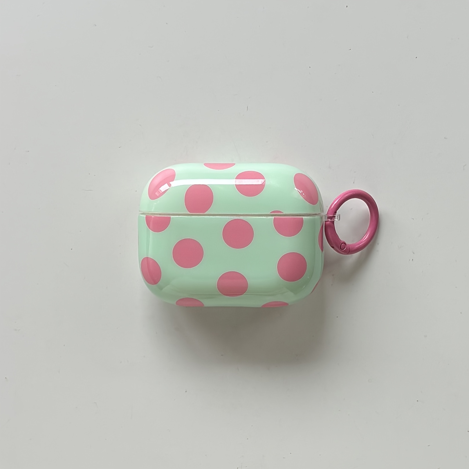 TEMU Dark Yellow, Blue, Pink, And Green Polka Dot Fashionable Minimalist Large Pattern Glossy Protective Earphone Case With Ring Holder, Suitable For