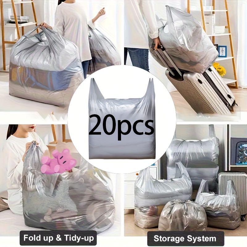 TEMU 20 Extra Large Moving Bags, Durable Plastic, 40 Lbs Capacity, Suitable For Clothes, Blankets, And Back-to-school Decorations, Moving Essentials,
