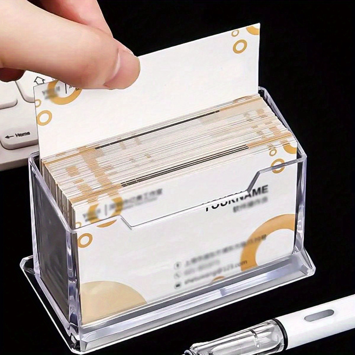 1pc Transparent Business Card Holder Acrylic Display Desk Storage Shelf Plastic Desktop Card Holder Office Supplies Back To School