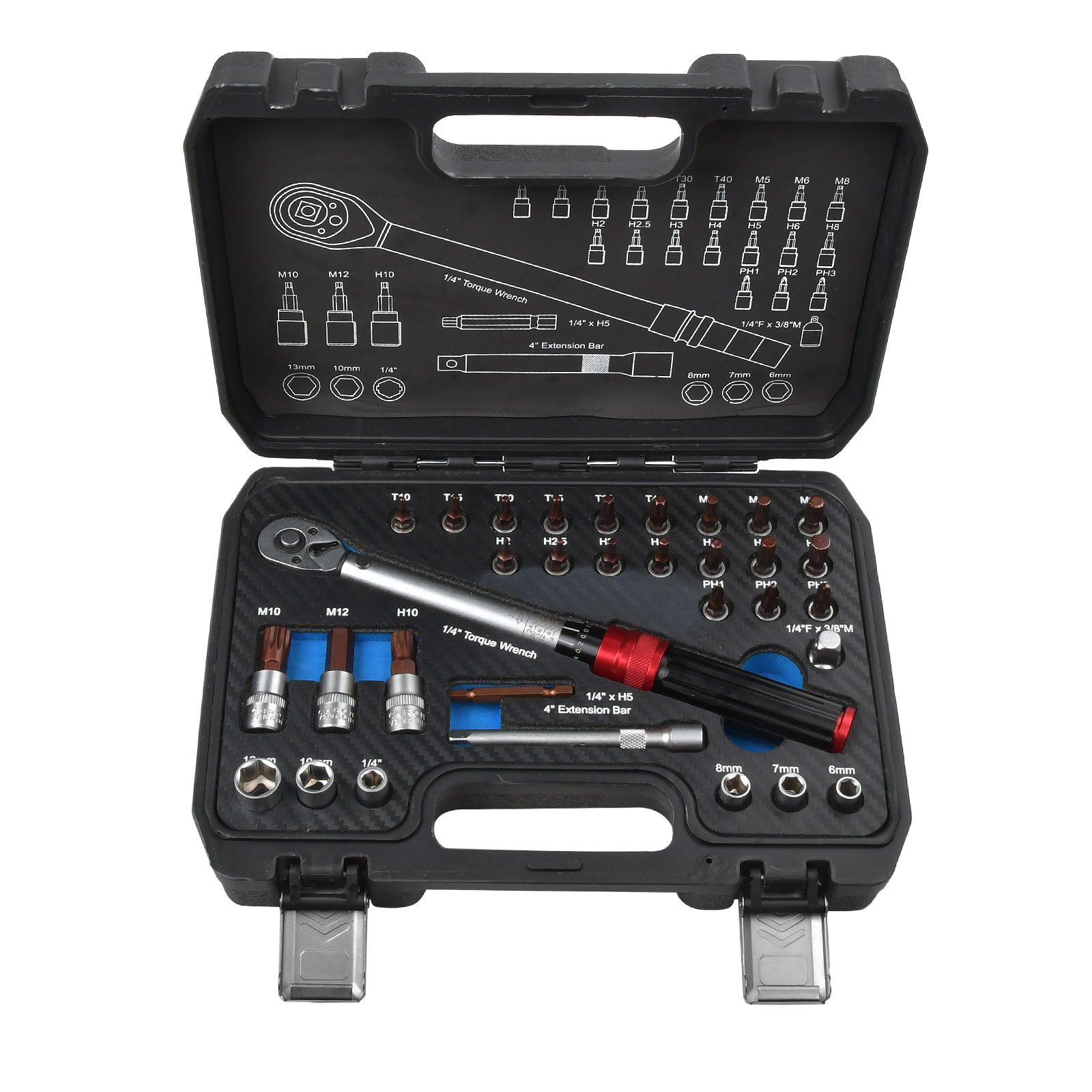 Image of 1/4" Torque Wrench 2-24nm Spanner Tool Set For Car Bicycle Maintenance