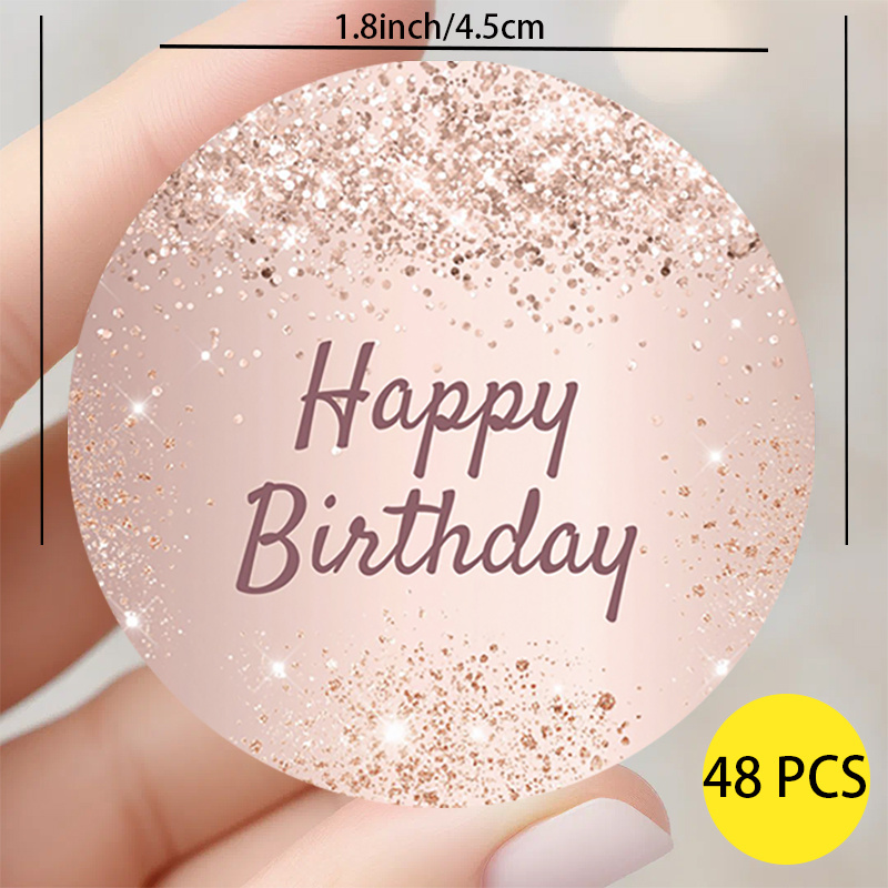 

48pcs Rose Golden Glitter '' Stickers - Party Decor & Gift Wrapping, Adds A Touch Of Sparkle To Any Celebration