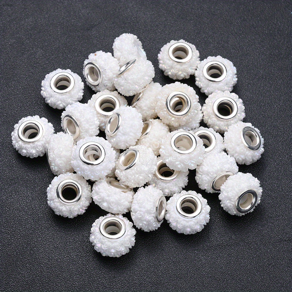 TEMU 2d Flat - 10pcs Of Colorful Resin Loose Spacer Beads, 15mm Flat Round Large Hole Resin Beads, Used For Making Fashionable Jewelry Such As Beaded