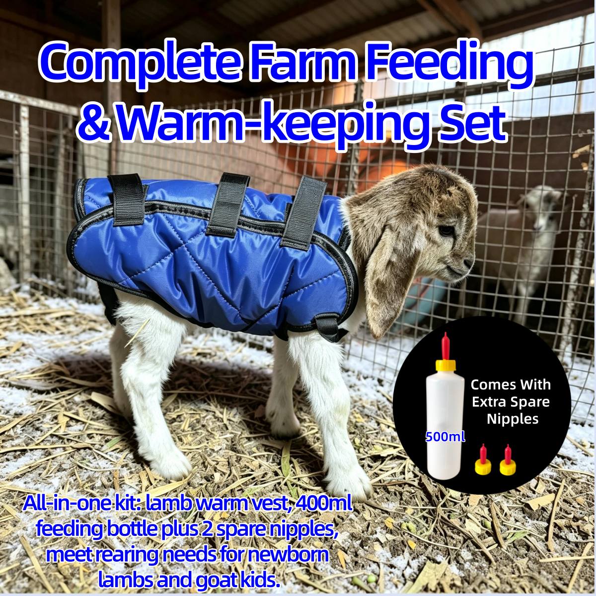 TEMU Complete Warm Keeping Feeding Set, 1pc Warm 1pc 400ml Milk Bottle With +2pcs , Waterproof Outer Fabric, Warm Quilted Padding, Adjustable Hook