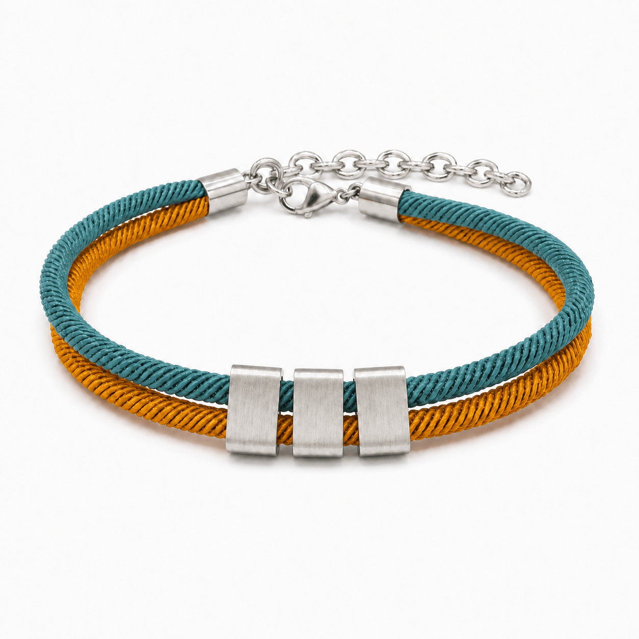 Personalized Engraved Name Bead Bracelet with Double Cord