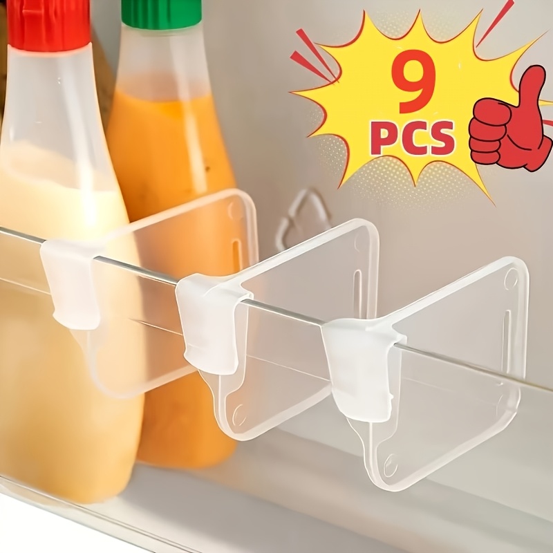 TEMU 9pcs Refrigerator Door Organizer Set, Adjustable Thickened Transparent Dividers, Combined To , Refrigerator Organizer, Shelf Dividers