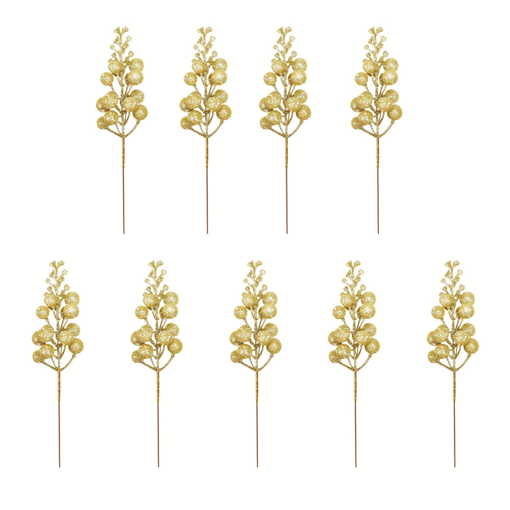 TEMU Golden Branches/15-pack Glitter, Christmas Ornaments, Artificial Christmas Atmosphere Foam With Golden Glitter, Diy Christmas Tree Wreath,