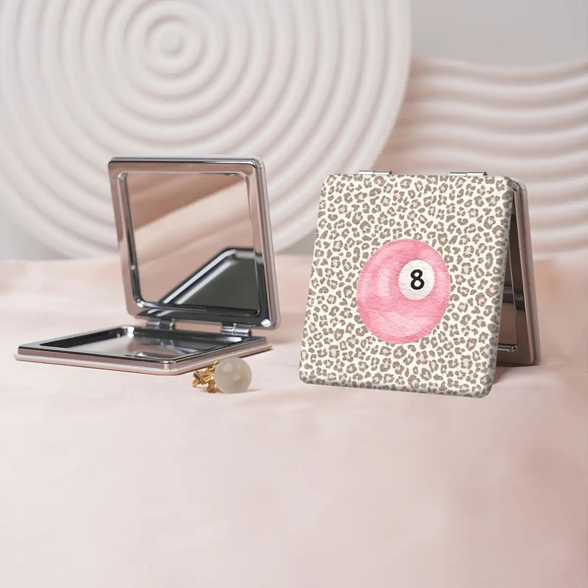 Girls' Portable Folding Mirror with Leopard & Tiger Patterns