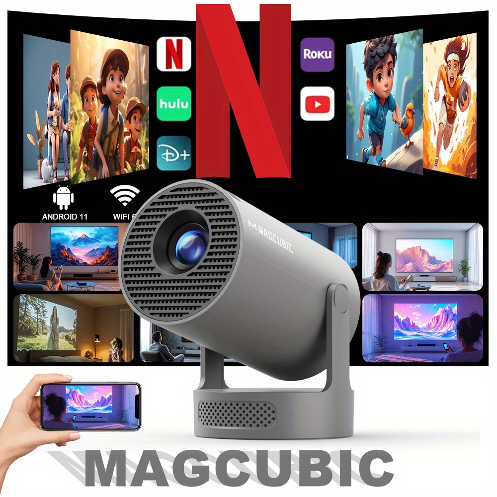 TEMU Magcubic Hy300pro+ 11 Projector Native 720p 169ansi With Auto Keystone Correction Wifi6 Portable Projectors