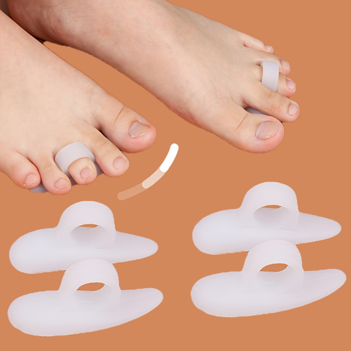 TEMU 4 piezas de cubiertas protectoras para dedos de los pies, flexibles y cómodas, blancas, de material de silicona, adecuadas para uso nocturno/en