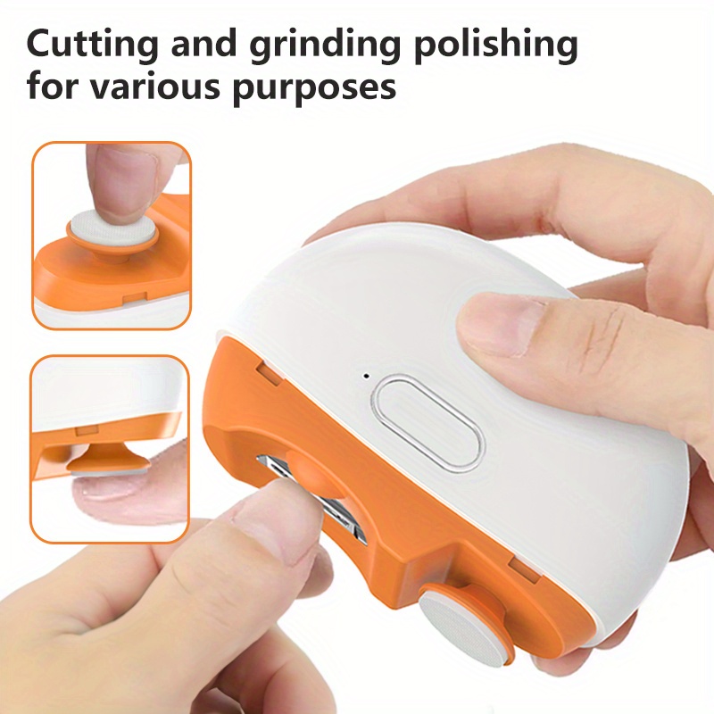 TEMU Salon-grade Electric Nail Clipper Polisher, High-definition Details With Led Lights, Ceramic Knife Head Mute, Anti-pinching, Easy Trimming At Home, Manicure Care Artifact