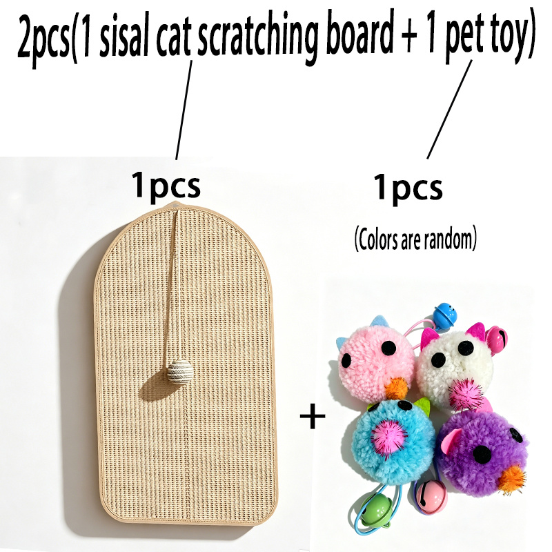 TEMU 2pcs(1 Sisal Cat Scratching Board+ 1 Pet Toy) Sisal Cat Scratching Board- Durable, Sofa-safe Scratch Board With Cat Toy And Cat Mat(colors Are