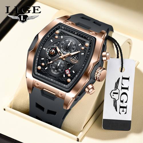 liges new shaped mens wristwatch sports timing code multi functional calendar night light watch fashion silicone tape quartz watch